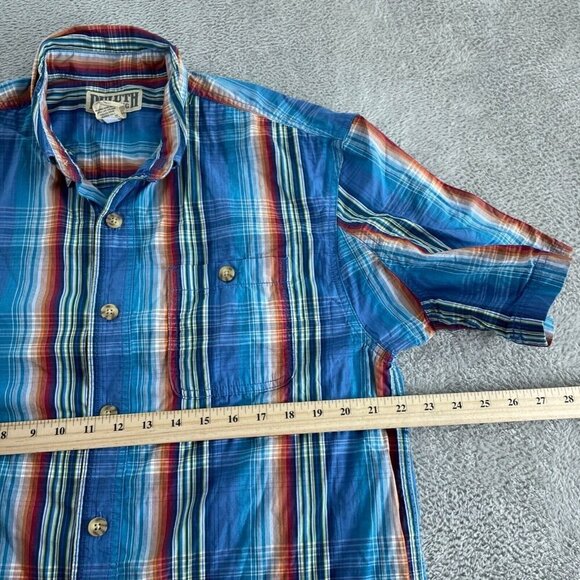 Duluth Trading Co Mens Blue Plaid Short Button-Up Shirt M 100% Cotton 3927 - Picture 5 of 7
